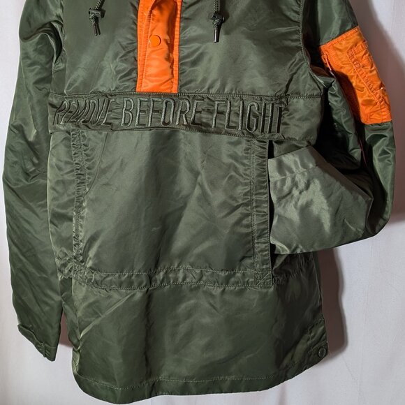 ALPHA INDUSTRIES SEAFARER anorak Sz S SAGE & ORANGE REMOVE B4 FLIGHT HIGH END !! - Picture 7 of 16